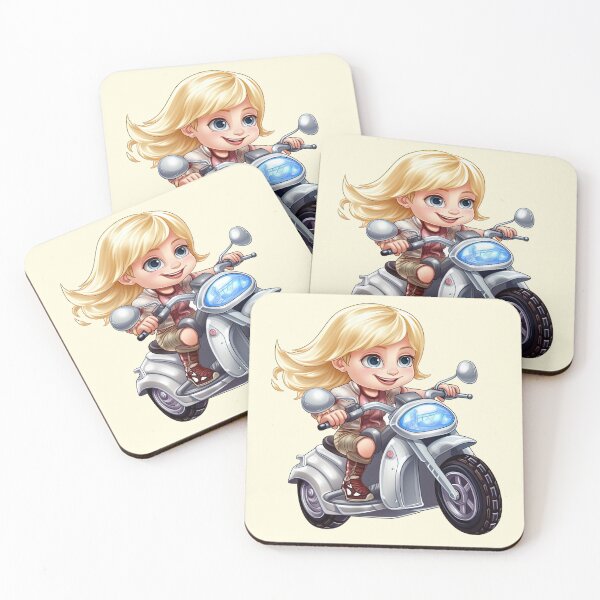Item preview, Teenage Girl Riding a Silver Scooter (off white like background) designed and sold by TheTrendsDesk.