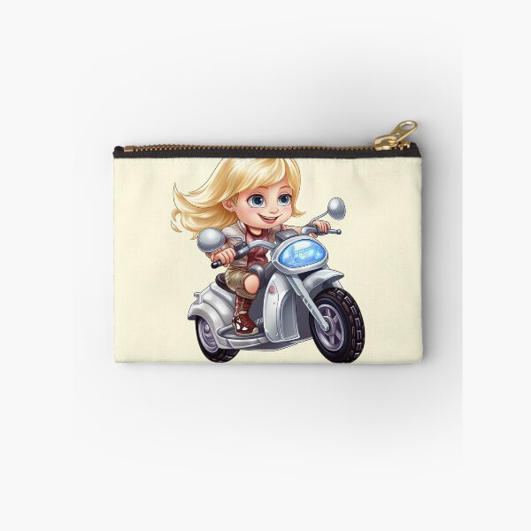 Item preview, Teenage Girl Riding a Silver Scooter (off white like background) designed and sold by TheTrendsDesk.