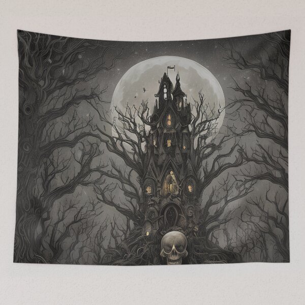 Item preview, Enchanting Gothic Skull amidst a Mystical and Magical Forest Graveyard designed and sold by D3monic.