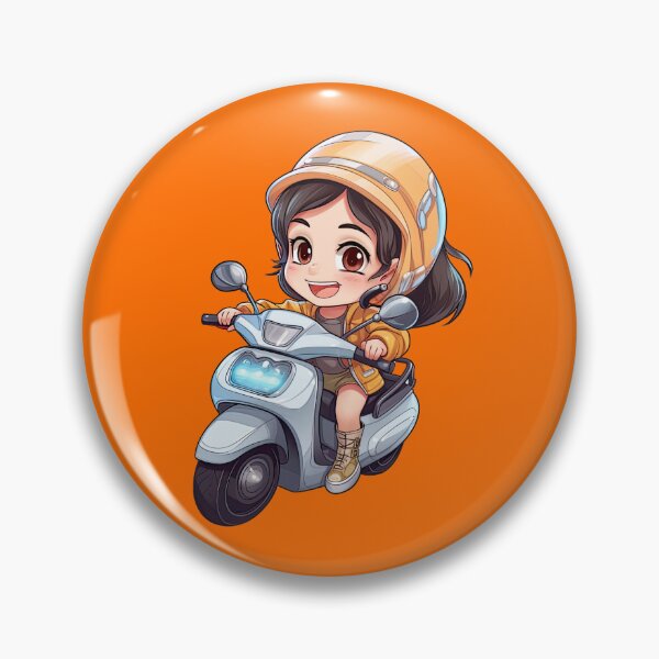 Item preview, Teenage Girl Riding a Silver Scooter (orange background) designed and sold by TheTrendsDesk.