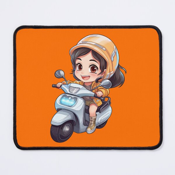 Item preview, Teenage Girl Riding a Silver Scooter (orange background) designed and sold by TheTrendsDesk.