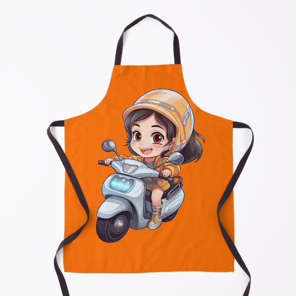Item preview, Teenage Girl Riding a Silver Scooter (orange background) designed and sold by TheTrendsDesk.
