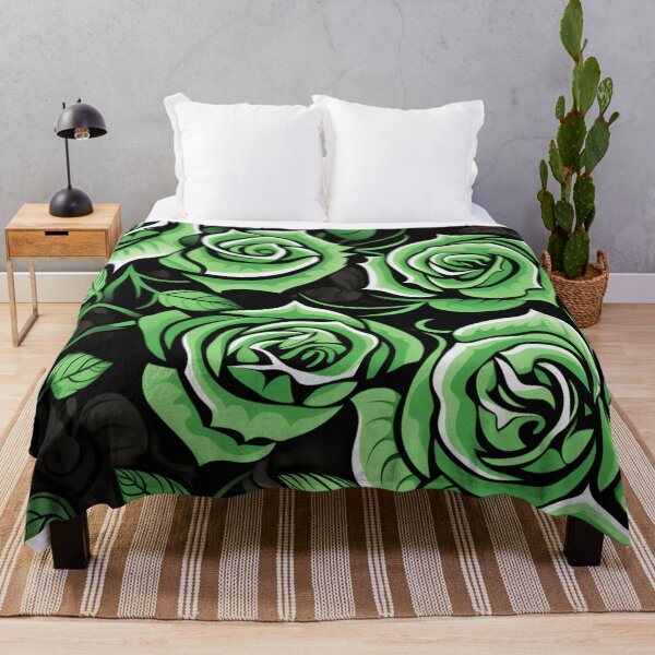 Item preview, Colorful fantasy pattern black white green ornament flowers roses designed and sold by G-M-Designs.
