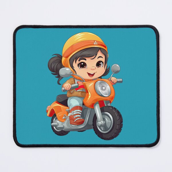 Item preview, Teenage Girl Riding an Orange Scooter (blue background) designed and sold by TheTrendsDesk.