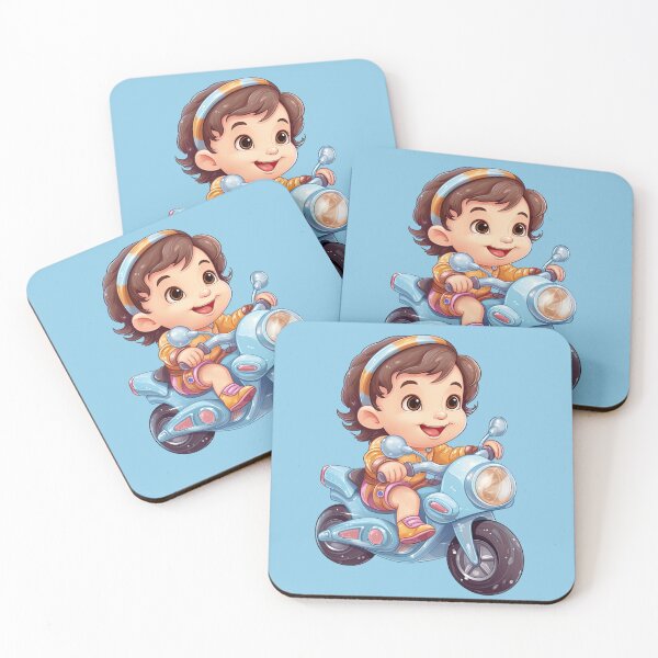 Item preview, Teenage Girl Riding a Blue Scooter (light blue background) designed and sold by TheTrendsDesk.
