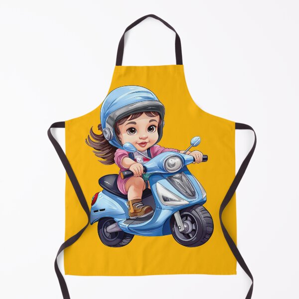 Item preview, Teenage Girl Riding a Blue Scooter (yellow background) designed and sold by TheTrendsDesk.