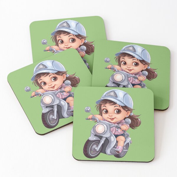 Item preview, Teenage Girl Riding a silver Scooter (green background) designed and sold by TheTrendsDesk.