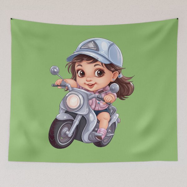 Item preview, Teenage Girl Riding a silver Scooter (green background) designed and sold by TheTrendsDesk.