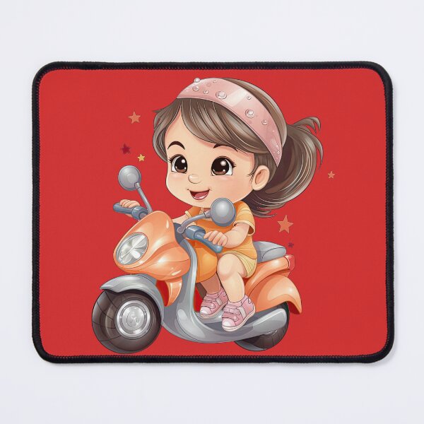 Item preview, Teenage Girl Riding an orange Scooter (red background) designed and sold by TheTrendsDesk.