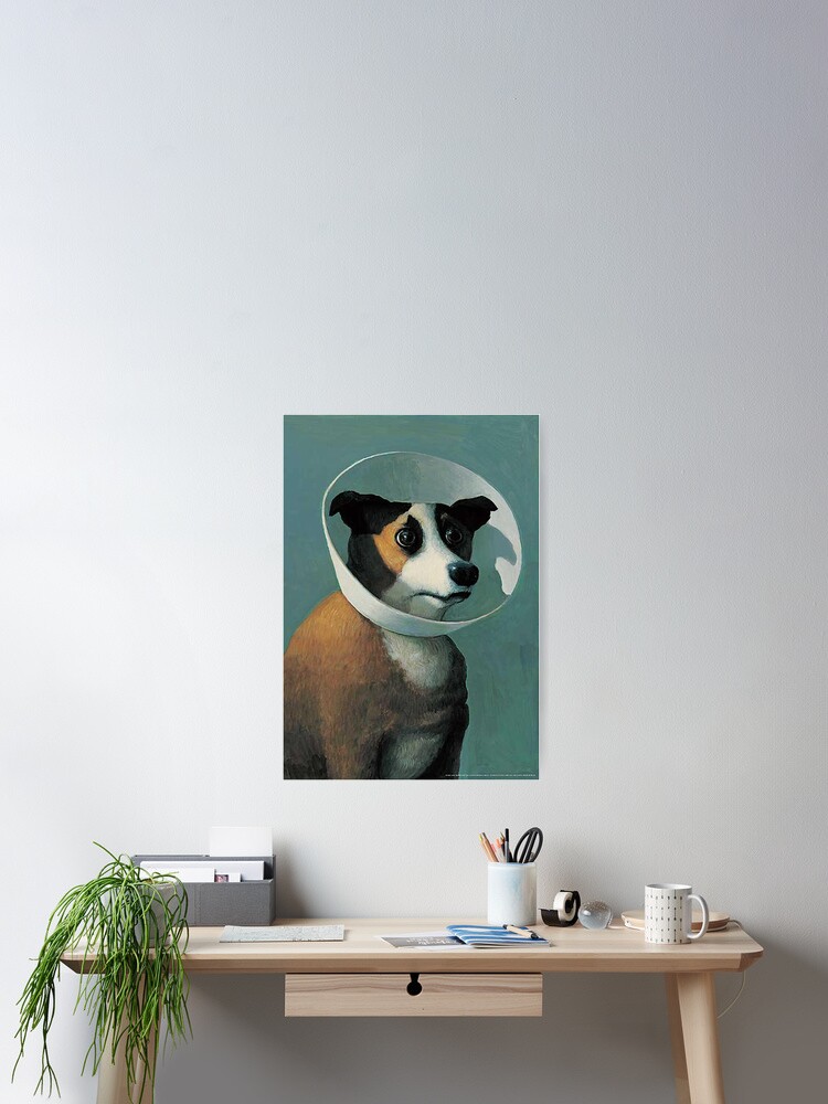 Thumbnail 2 of 3, Poster, Dog with Cone painting designed and sold by anderfelix.
