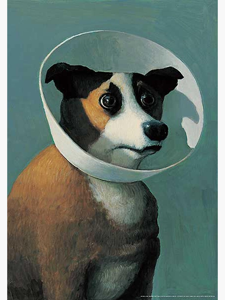 Thumbnail 3 of 3, Poster, Dog with Cone painting designed and sold by anderfelix.