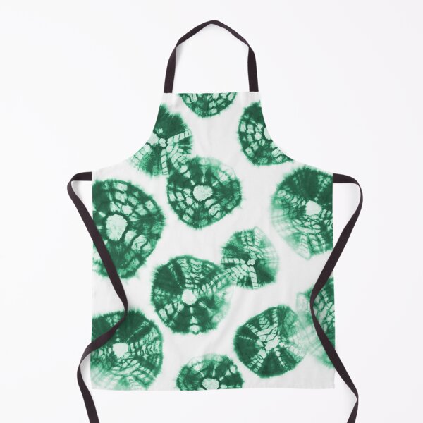Item preview, Shibori Kumo tie dye emerald green dots over white designed and sold by marufemia.
