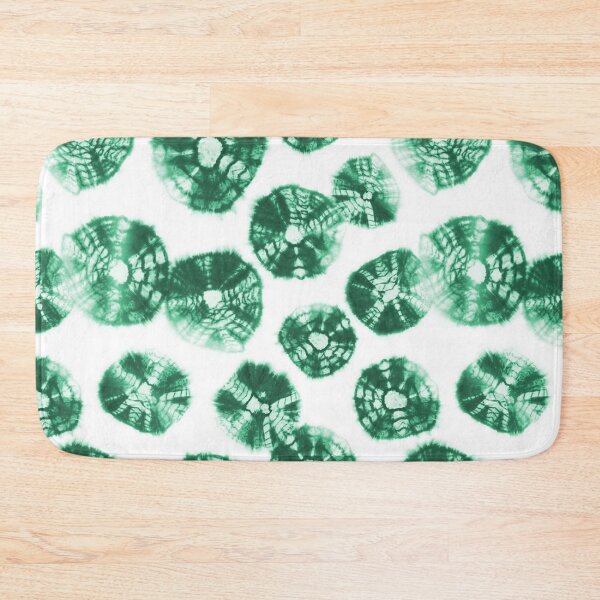 Item preview, Shibori Kumo tie dye emerald green dots over white designed and sold by marufemia.