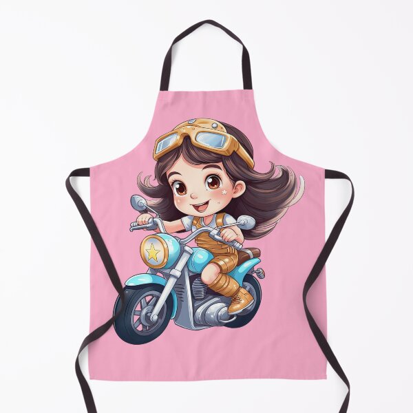 Item preview, Teenage Girl Riding a blue Motorcycle (pink background) designed and sold by TheTrendsDesk.