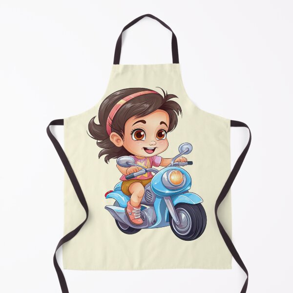 Item preview, Teenage Girl Riding a blue Motorcycle (off white like background) designed and sold by TheTrendsDesk.