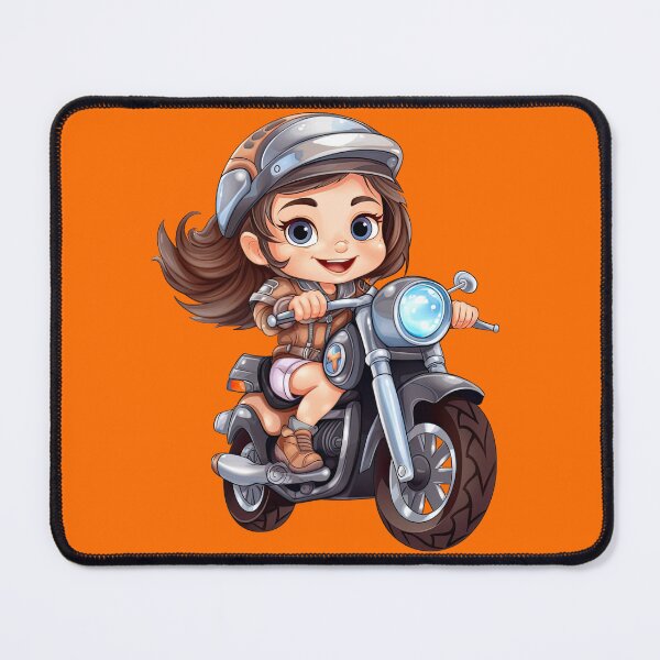 Item preview, Teenage Girl Riding a Silver Motorcycle (orange background) designed and sold by TheTrendsDesk.