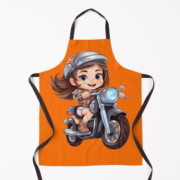Item preview, Teenage Girl Riding a Silver Motorcycle (orange background) designed and sold by TheTrendsDesk.