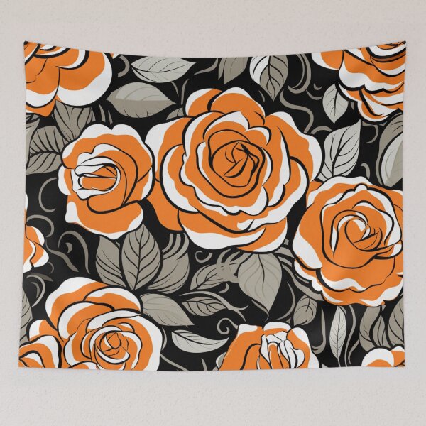 Item preview, Colorful fantasy pattern black gray beige white ornaments flowers roses designed and sold by G-M-Designs.