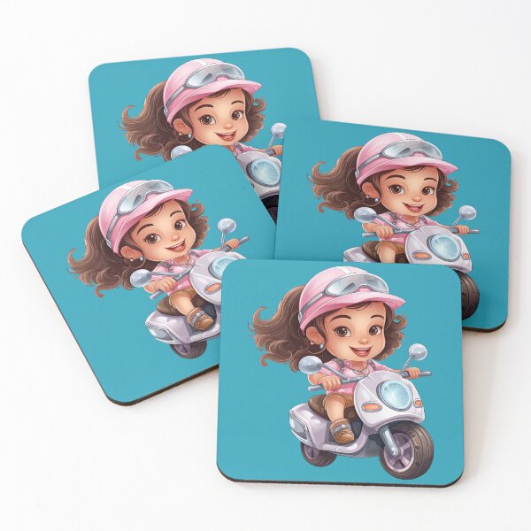 Item preview, Teenage Girl Riding a Silver Scooter  (blue background) designed and sold by TheTrendsDesk.