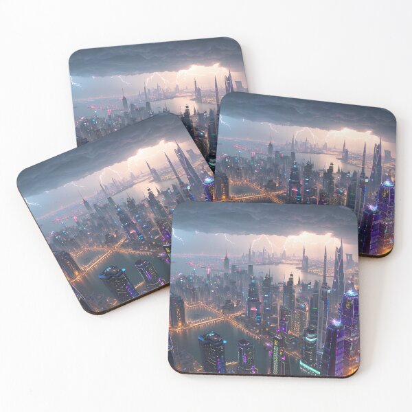 Item preview, Dreamy Skyline of a Bright City Above the Clouds designed and sold by D3monic.