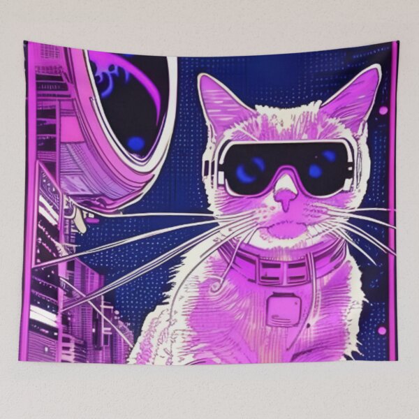 Item preview, Cat Astronaut In Cyberpunk Universe designed and sold by KalipsoArt.