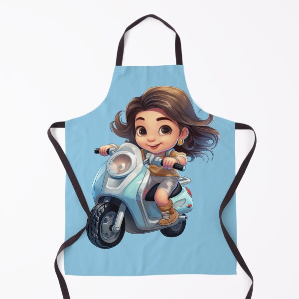 Item preview, Teenage Girl Riding a Blue Motorcycle (light blue background) designed and sold by TheTrendsDesk.