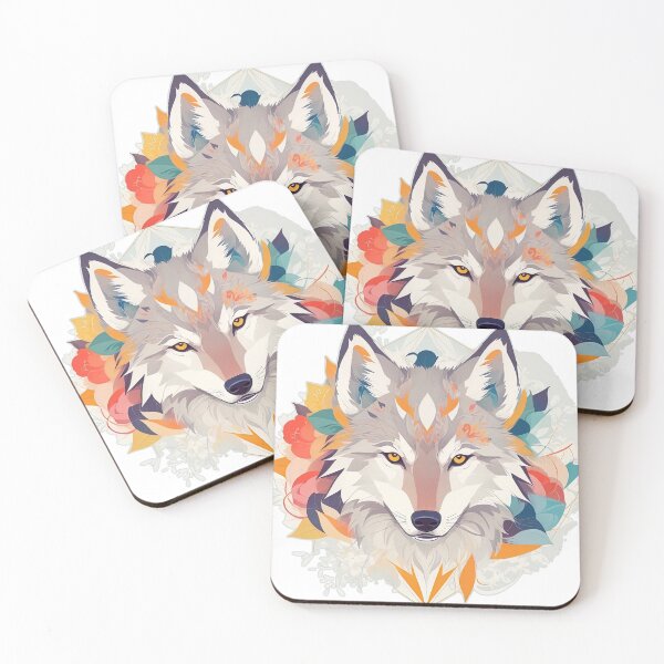 Item preview, A wolf with beautiful bright colors designed and sold by Natcharee.