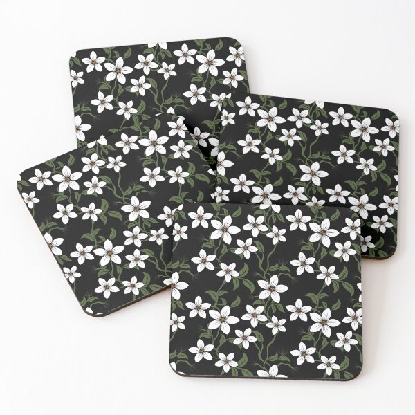 Item preview, Elegant White Florals on Black designed and sold by NikksCustomArt.