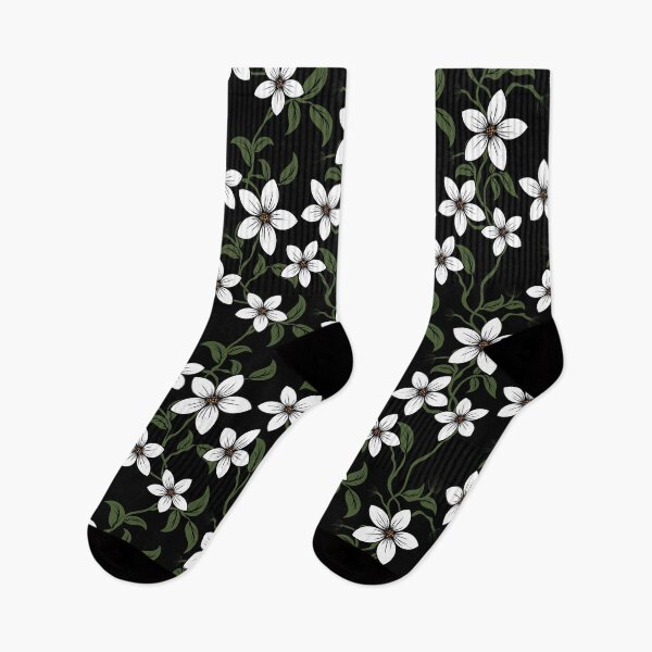 Item preview, Elegant White Florals on Black designed and sold by NikksCustomArt.