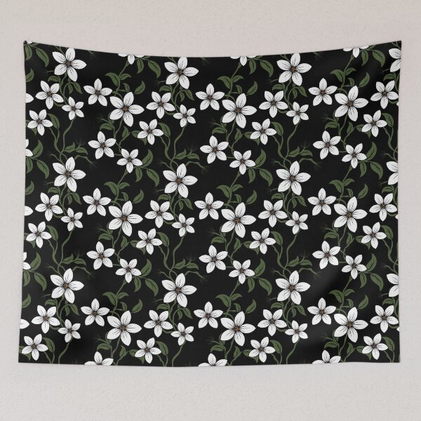 Item preview, Elegant White Florals on Black designed and sold by NikksCustomArt.