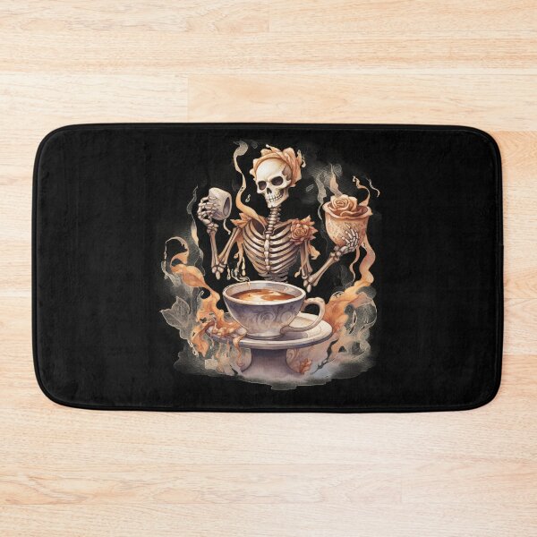 Item preview, Halloween Skeleton Drinking Coffee Watercolor Style designed and sold by AnnaMDesign.