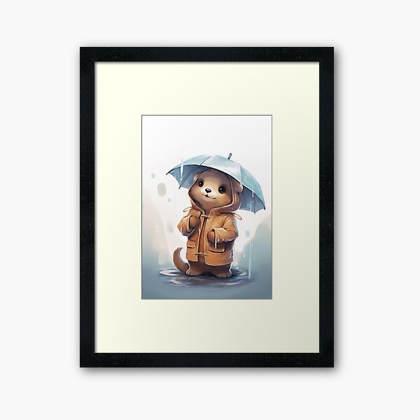 Otter - raincoat Framed Art Print