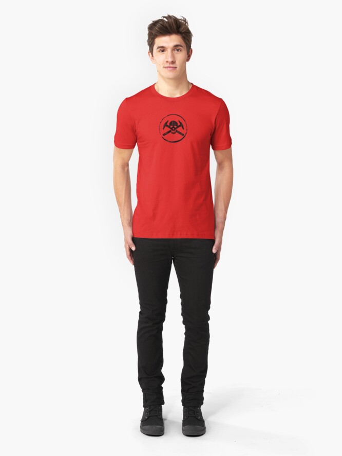 Alternate view of Architectural Jolly Rogers Ink Stamp Slim Fit T-Shirt