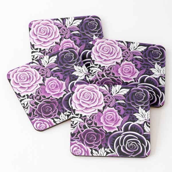 Item preview, Colorful fantasy pattern black gray purple white ornament flowers roses designed and sold by G-M-Designs.
