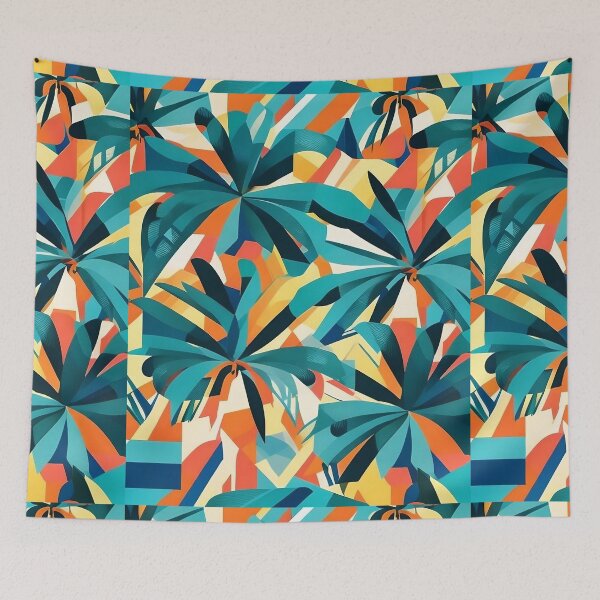 Item preview, Cubist Palmscape Reverie - Geometric Oasis in Artistic Splendor designed and sold by Freak-Scene.