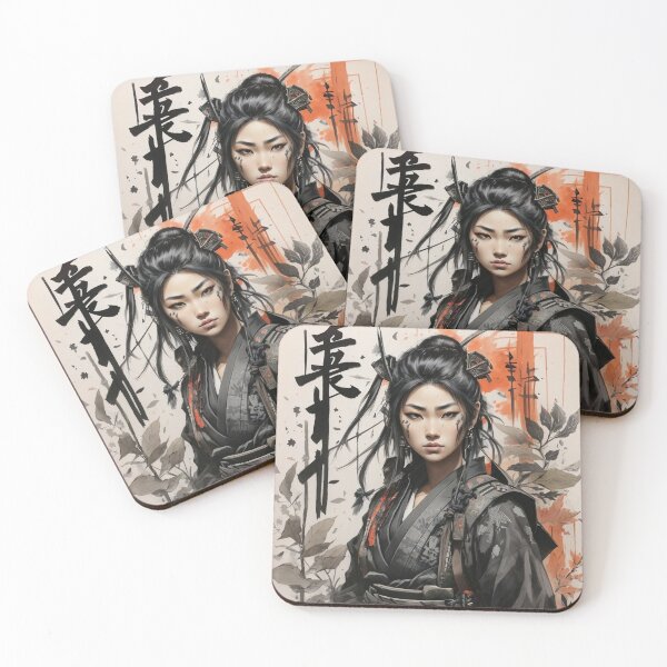 Item preview, Japanese Samurai, anime girl, manga, comic, drawing, T-shirt, closeup designed and sold by Chemikal1993.