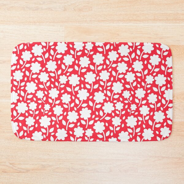 Item preview, A vibrant Red White Floral Silhouette Flower pattern designed and sold by Nicola-Rowe.