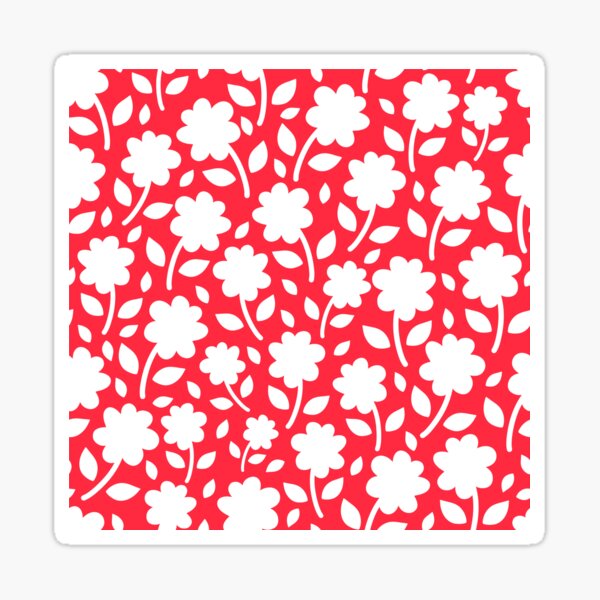 Item preview, A vibrant Red White Floral Silhouette Flower pattern designed and sold by Nicola-Rowe.