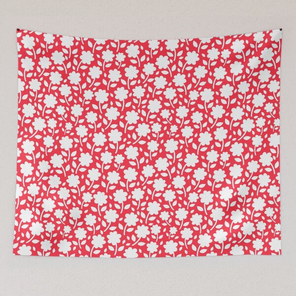 Item preview, A vibrant Red White Floral Silhouette Flower pattern designed and sold by Nicola-Rowe.