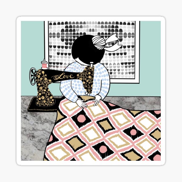 Item preview, Little Miss Sewing square designed and sold by Moonlace.