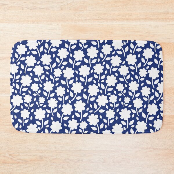 Item preview, A Blue White Silhouette Floral Flower Botanical pattern designed and sold by Nicola-Rowe.