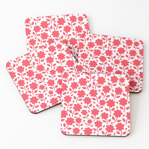 Item preview, A Vibrant Red & White Silhouette Floral Flower pattern designed and sold by Nicola-Rowe.