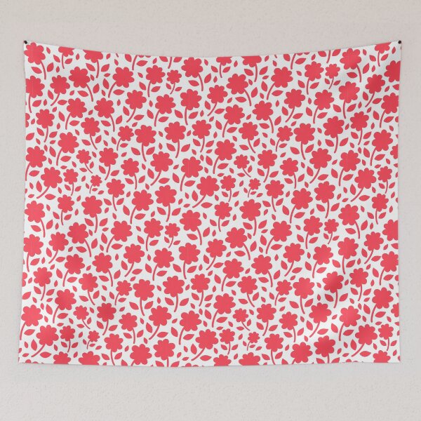 Item preview, A Vibrant Red & White Silhouette Floral Flower pattern designed and sold by Nicola-Rowe.