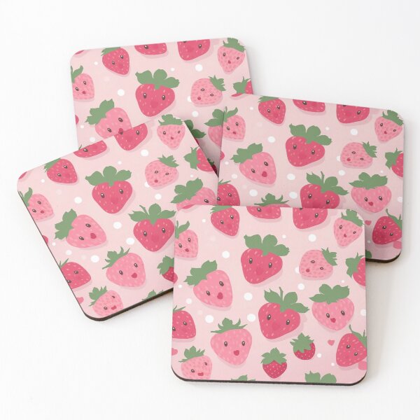Item preview, Wallpaper Kawaii Strawberries, smiling, funny, children designed and sold by Chemikal1993.