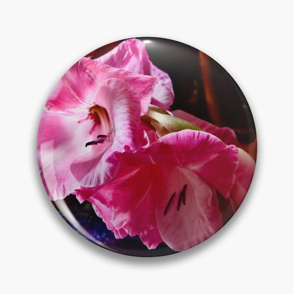 Item preview, Vibrant pink gladioli in blue vase designed and sold by keithmilligan.