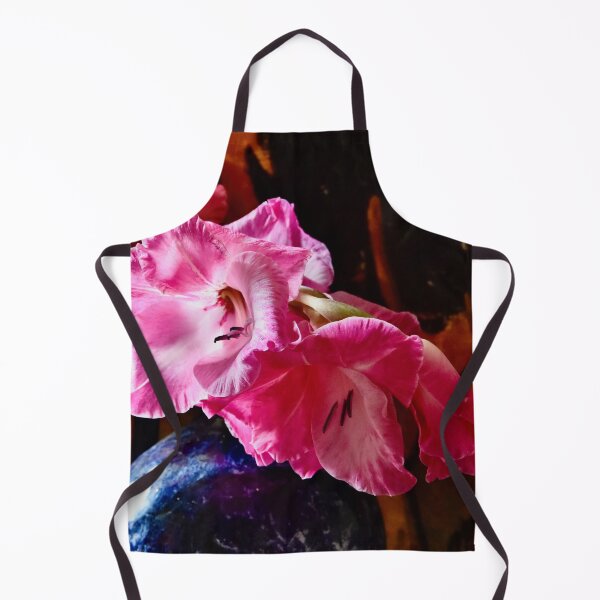 Item preview, Vibrant pink gladioli in blue vase designed and sold by keithmilligan.