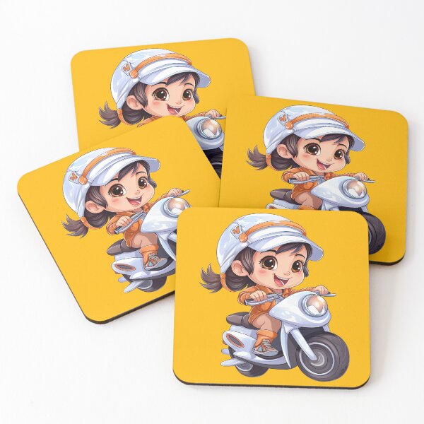 Item preview, Teenage Girl Riding a White Scooter  (yellow background) designed and sold by TheTrendsDesk.
