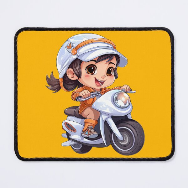 Item preview, Teenage Girl Riding a White Scooter (yellow background) designed and sold by TheTrendsDesk.