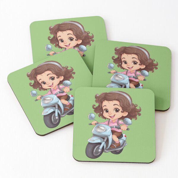 Item preview, Teenage Girl Riding a Blue Scooter  (yellow background) designed and sold by TheTrendsDesk.