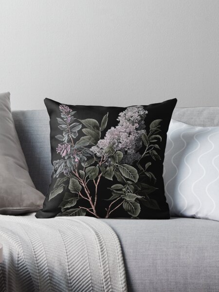Victorian Lilac Flower Throw Pillow